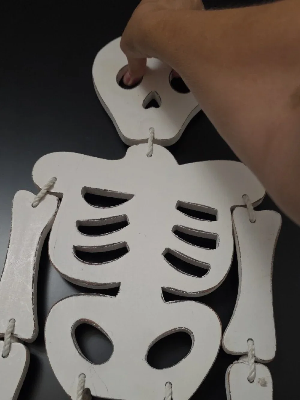 Halloween White Wooden Hanging Skeleton, 27
